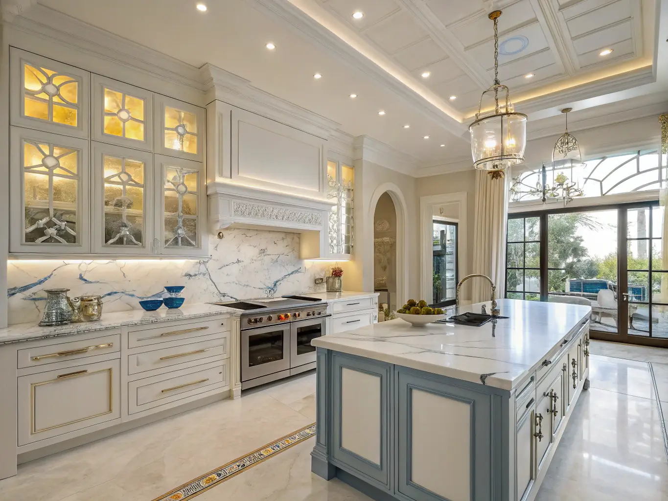 An image featuring a professional installer carefully fitting a high-end range into a custom kitchen island, highlighting the precision and attention to detail.