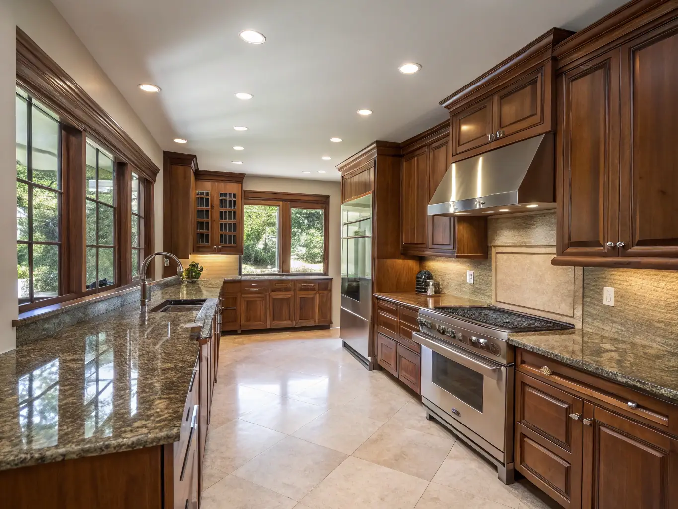 A high-end residential kitchen featuring a newly installed, state-of-the-art refrigerator seamlessly integrated into custom cabinetry, showcasing Ray & Co Corp's attention to detail and precision in appliance installation.